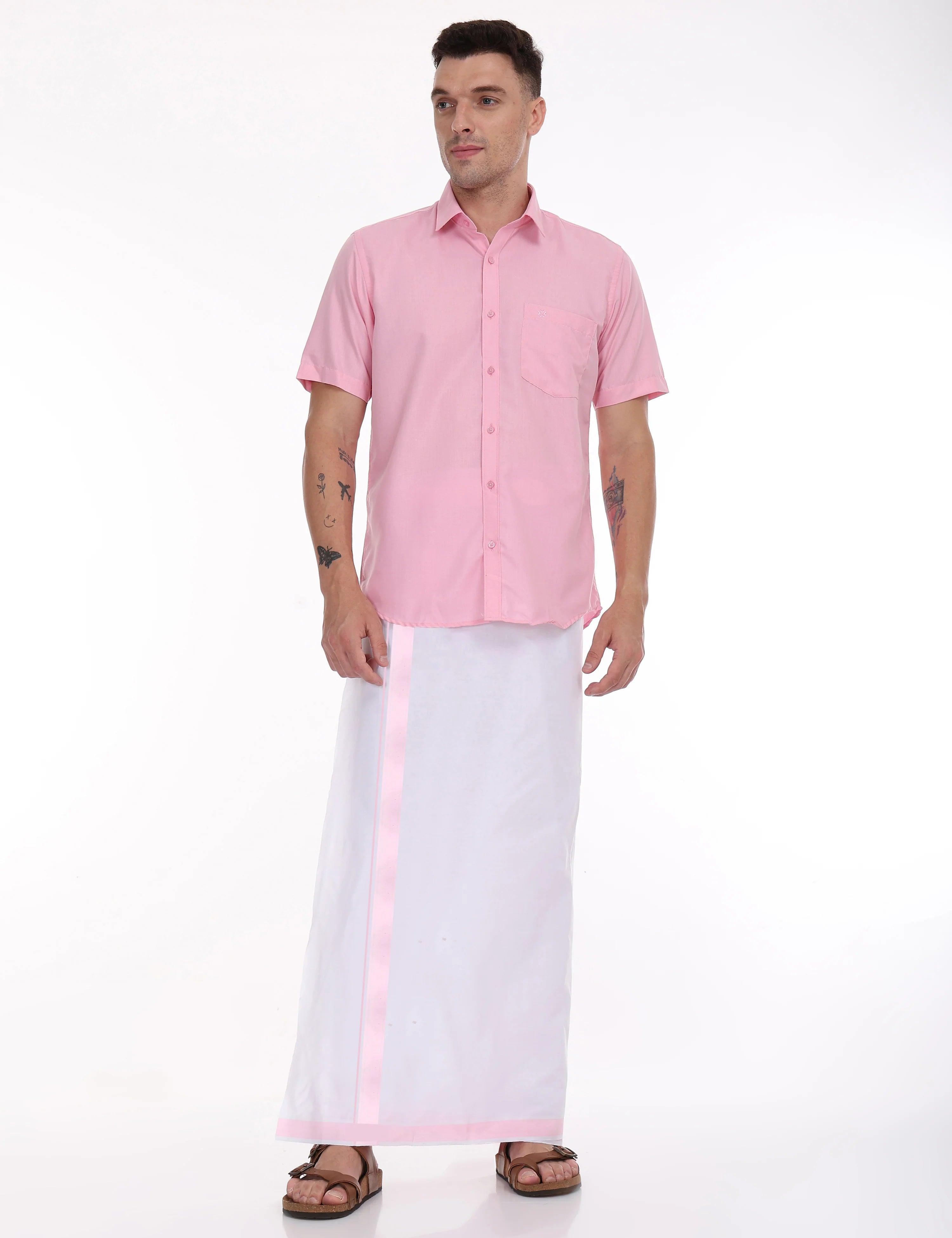 Buy-pink-shirt-and-dhoti-online