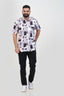 Freeco Print Shirt – Half Sleeve (Mauve & Black Abstract Block)