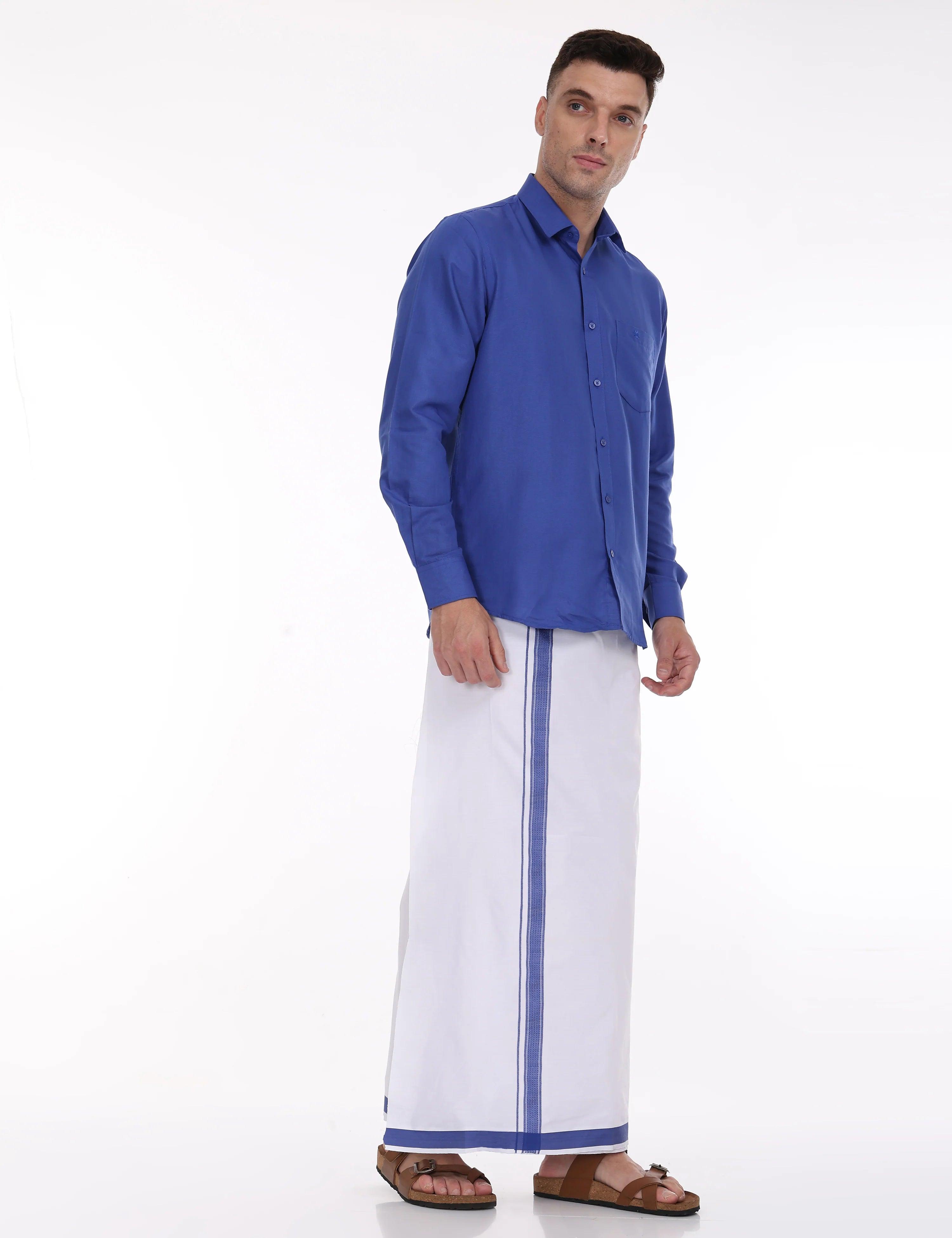 Dhoti-with-shirt-blue