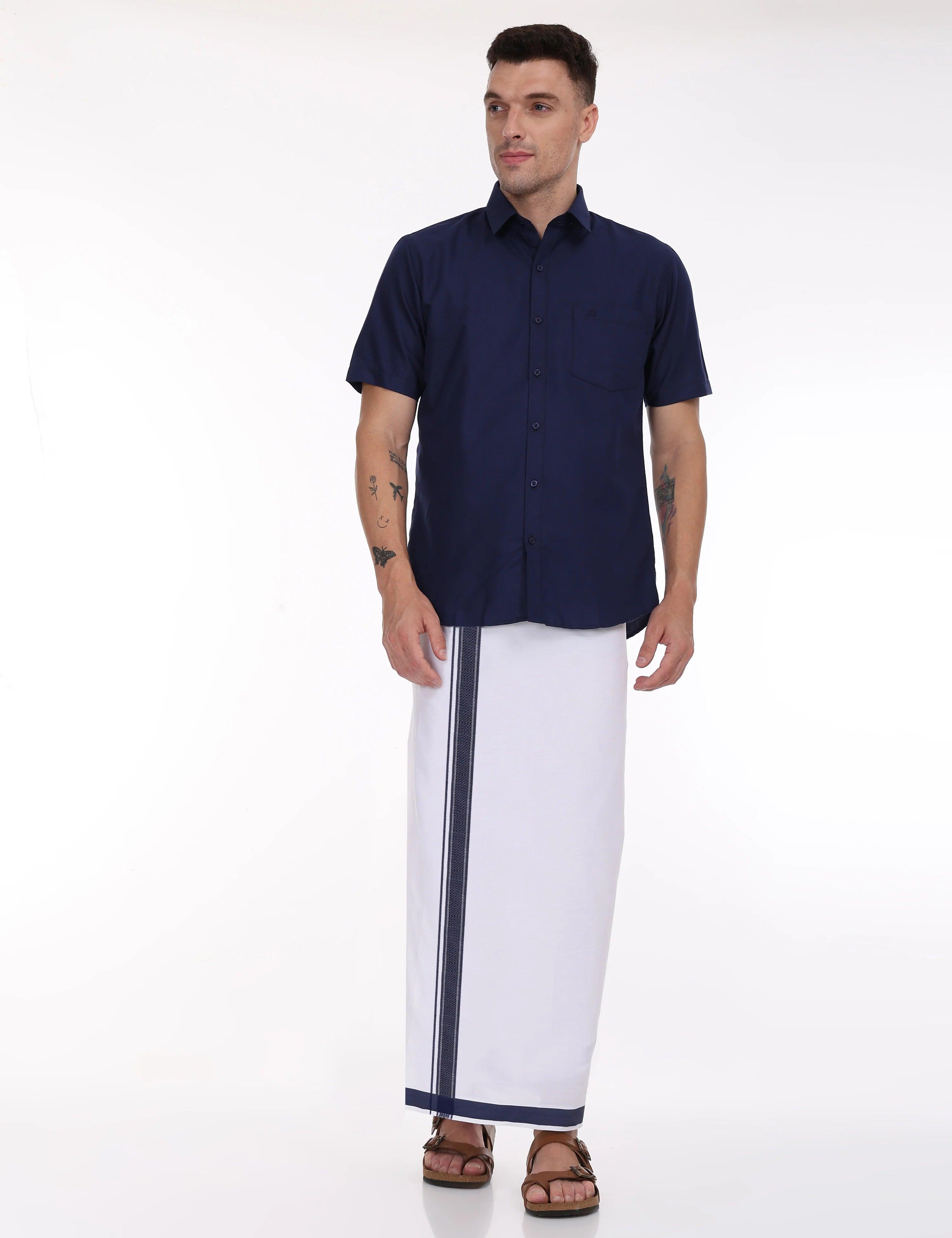 Navy-Blue-half-sleeve-shirt-with-dhoti