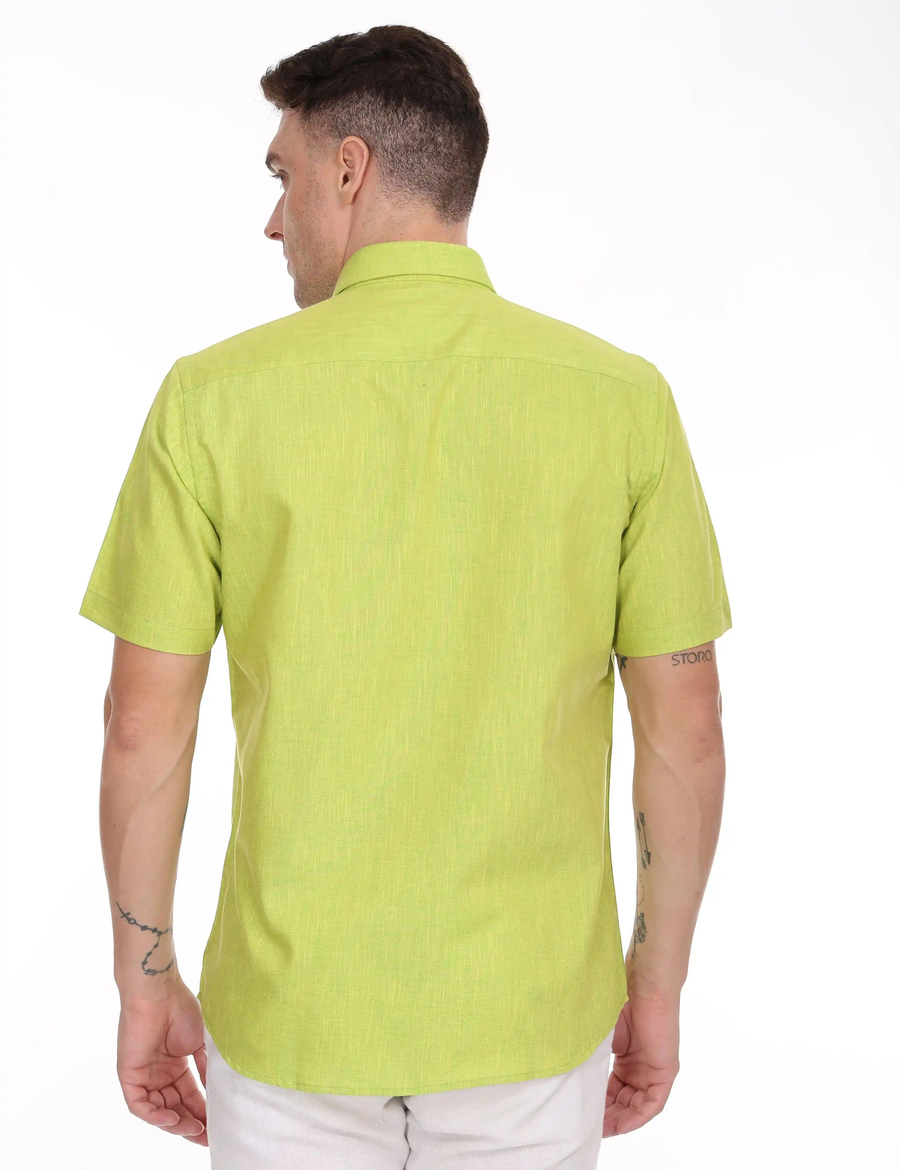 Rixo-plain-colour-shirts-green