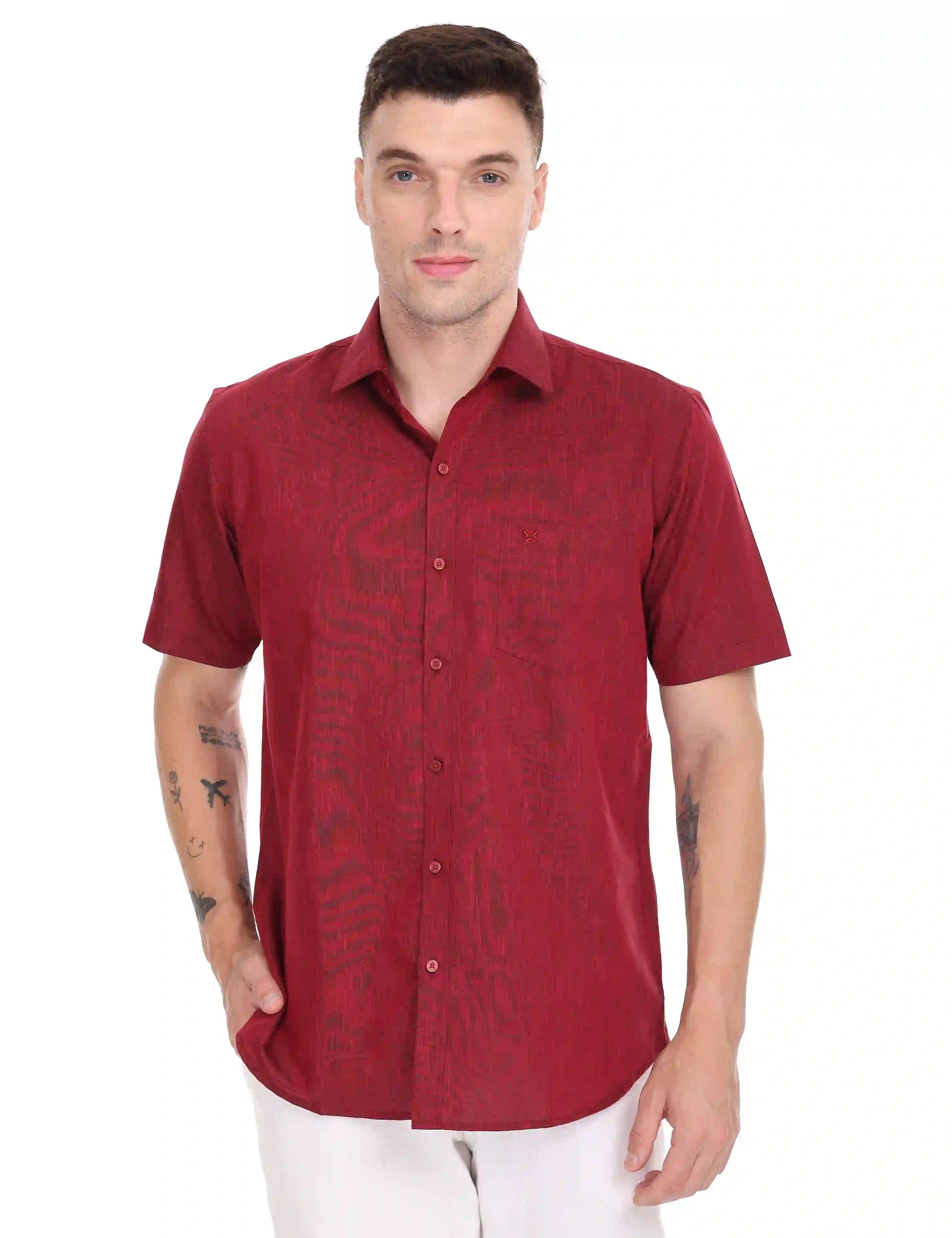 Rixo-red-colour-half-sleeve-shirt