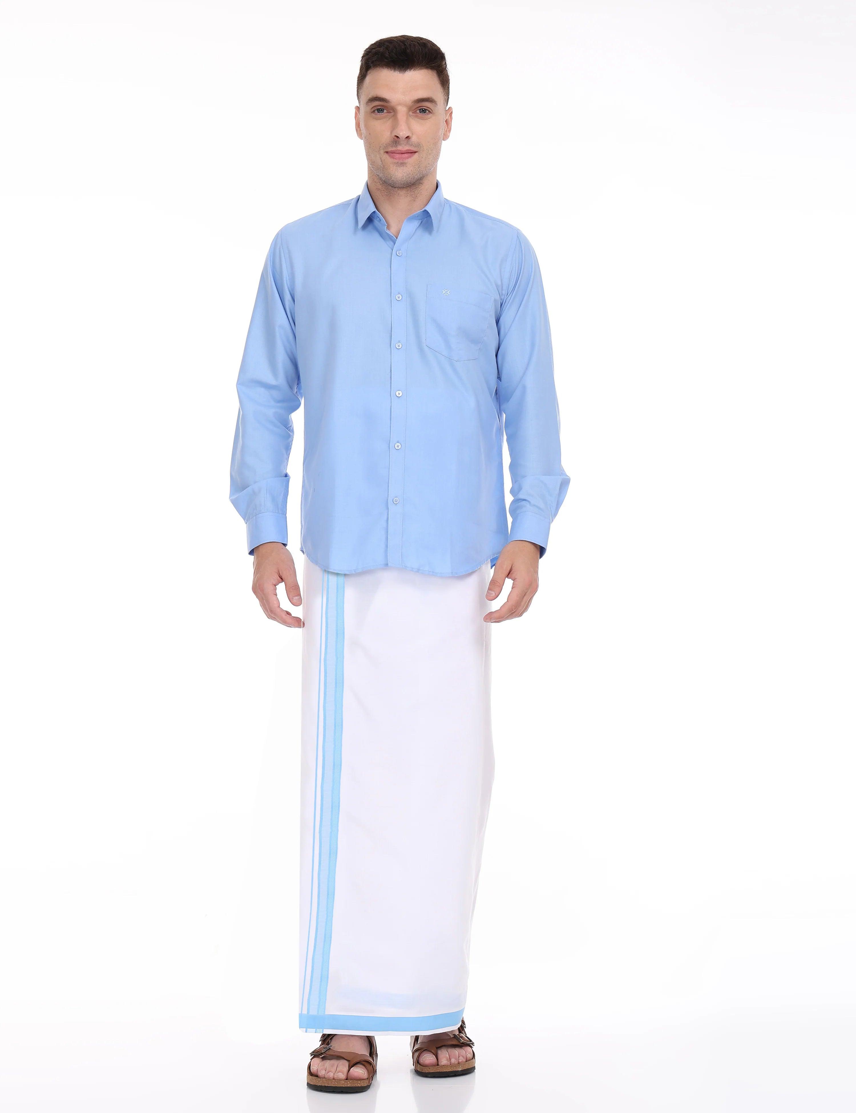 Sky-Blue-shirt-and-single-dhoti-set