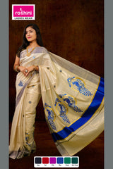 Tissue-sarees-online-blue-border