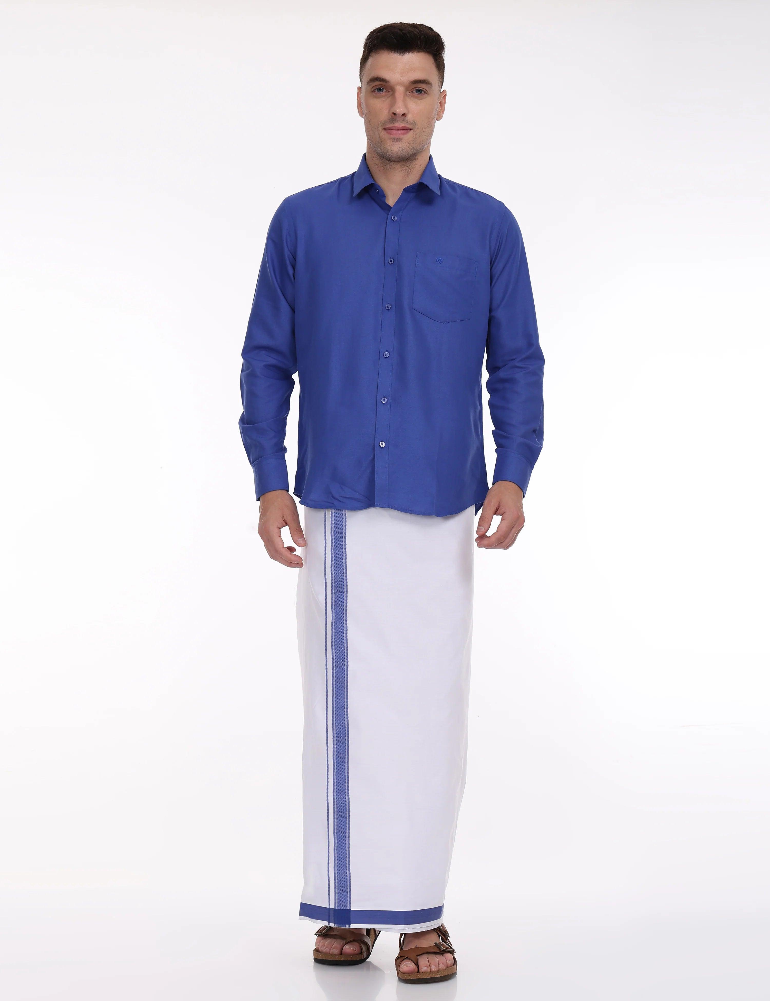 best-dhoti-and-shirt-combination-blue