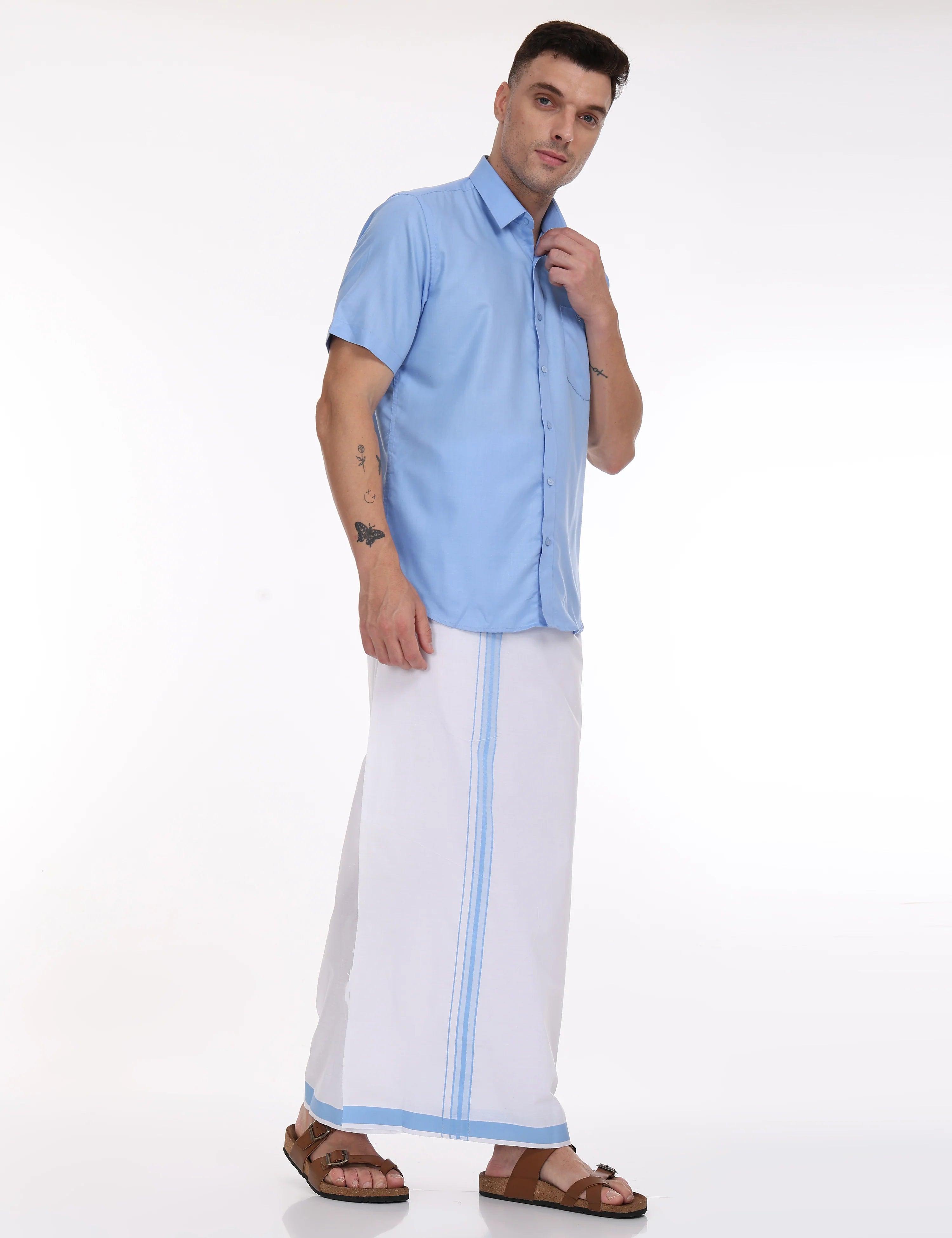 best-matching-shirts-for-single-dhoti-light-blue