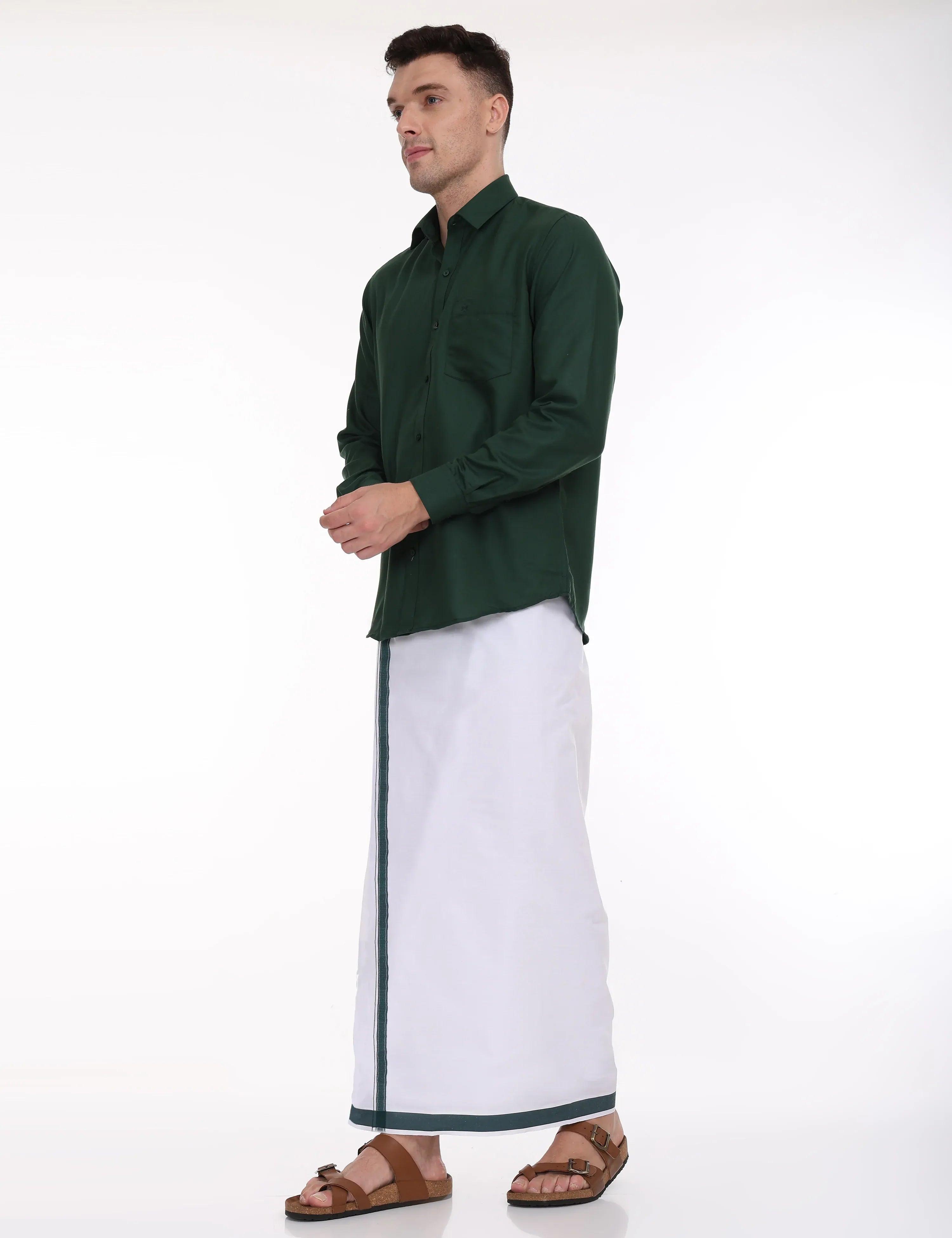 green-dhoti-and-shirt-for-men-cotton