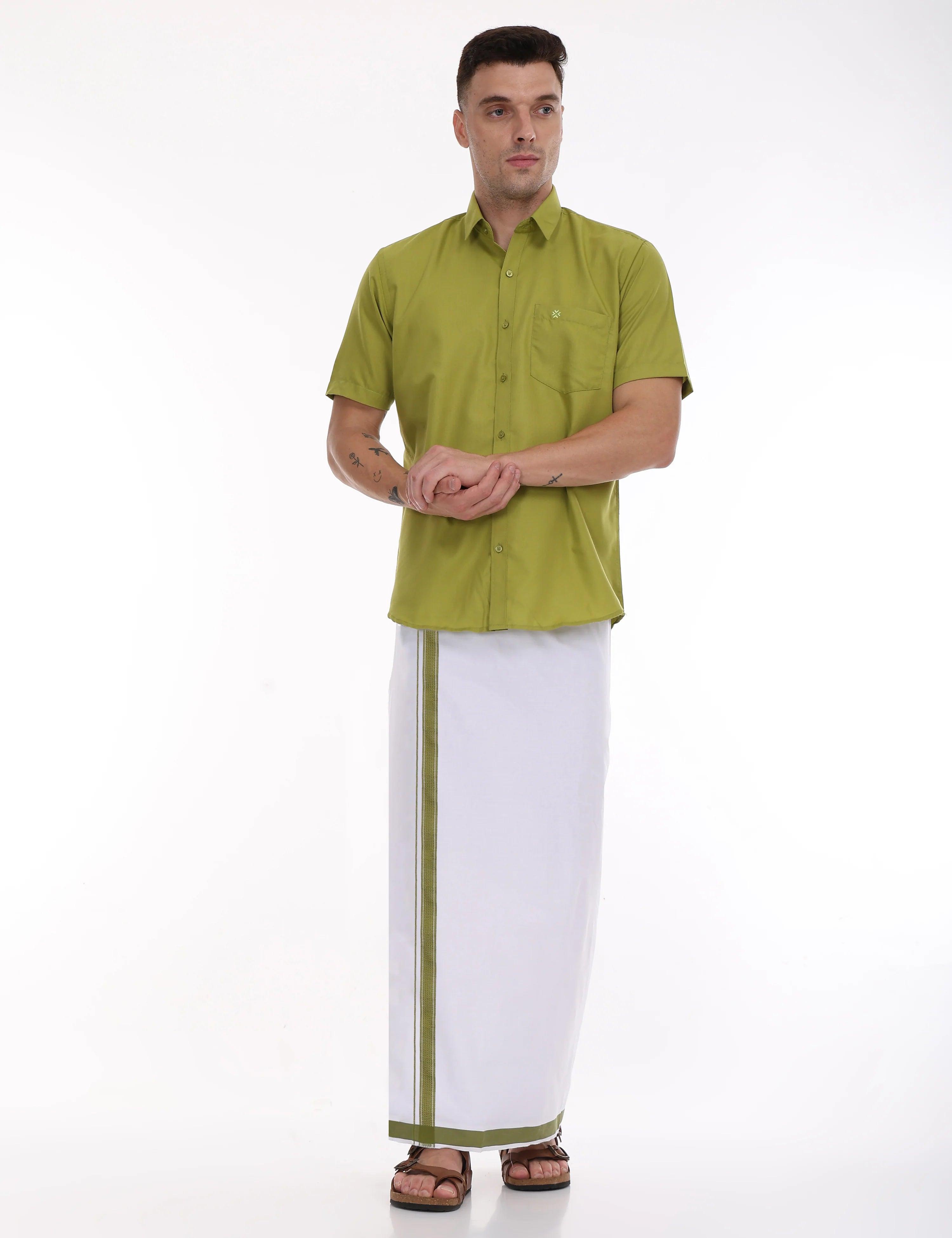 green-half-sleeve-Dhoti-and-shirt-combo