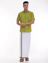green-half-sleeve-Dhoti-and-shirt-combo