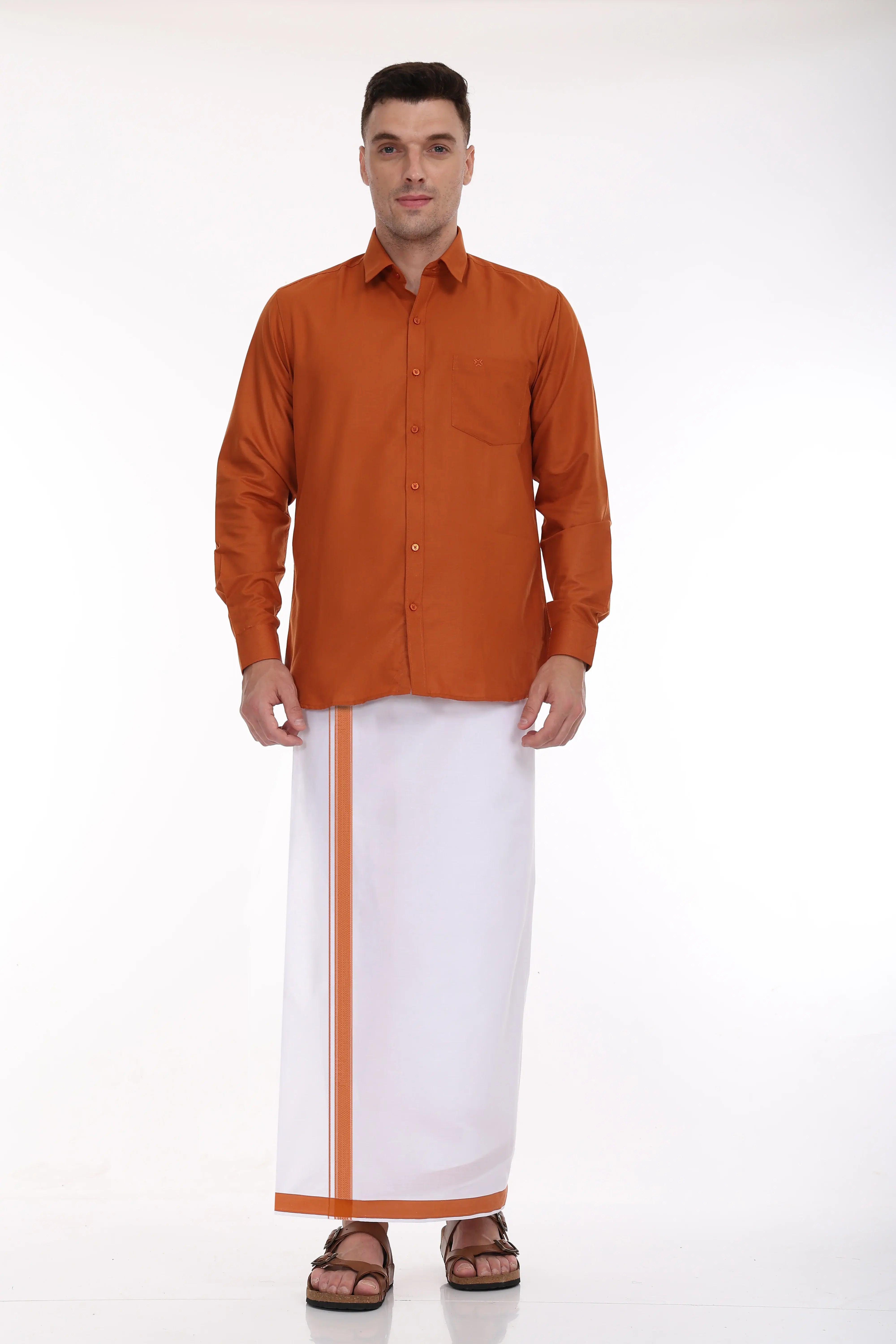 orange-single-dhoti-with-shirt-half-sleeve