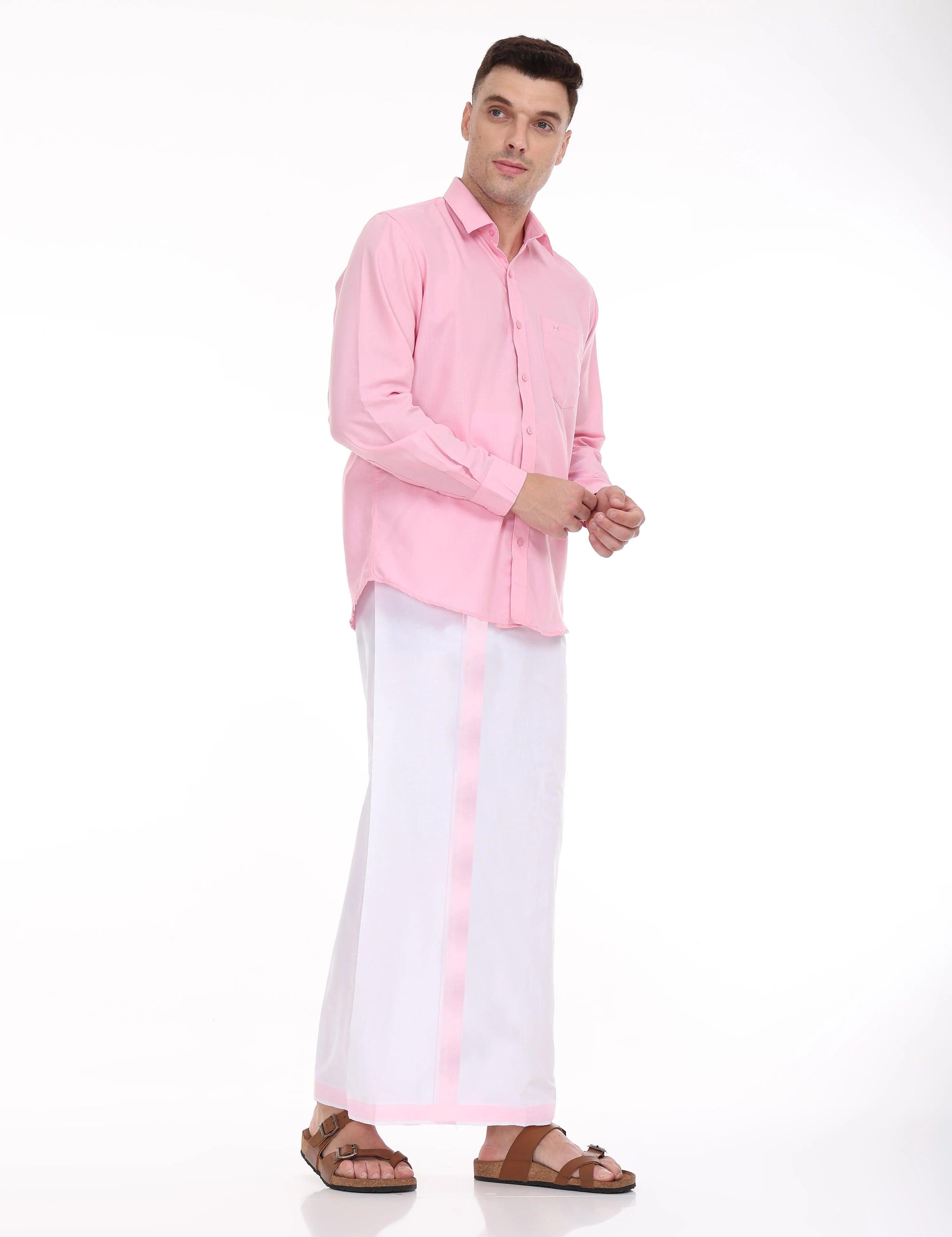 pink-dhoti-and-shirt-for-men-cotton
