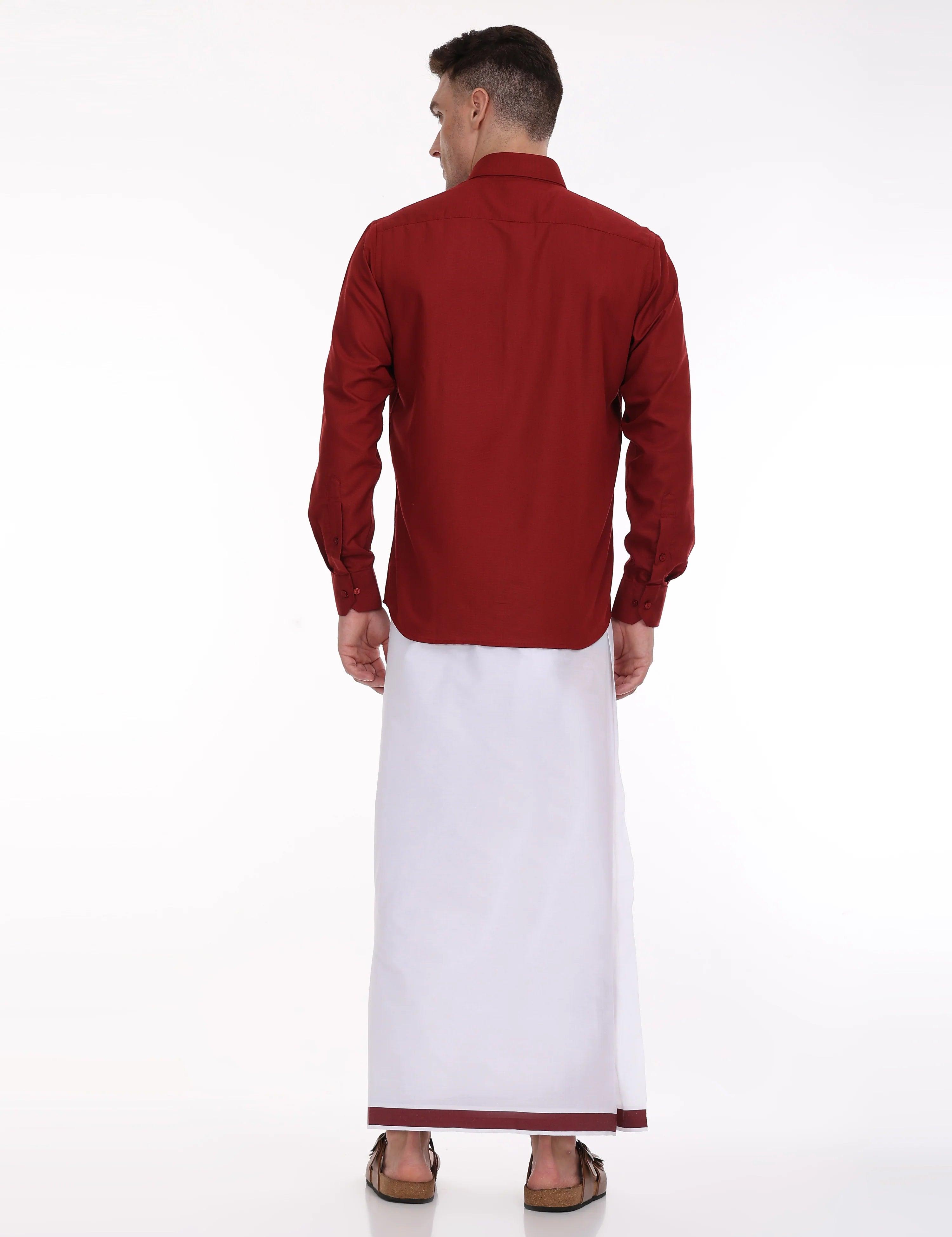 red-dhoti-and-shirt-for-men-cotton