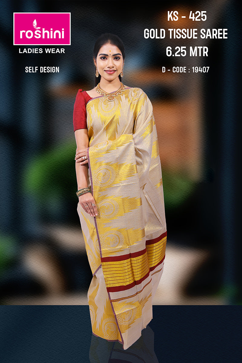 KS-425 GOLD TISSUE SAREE 6.25 MTR