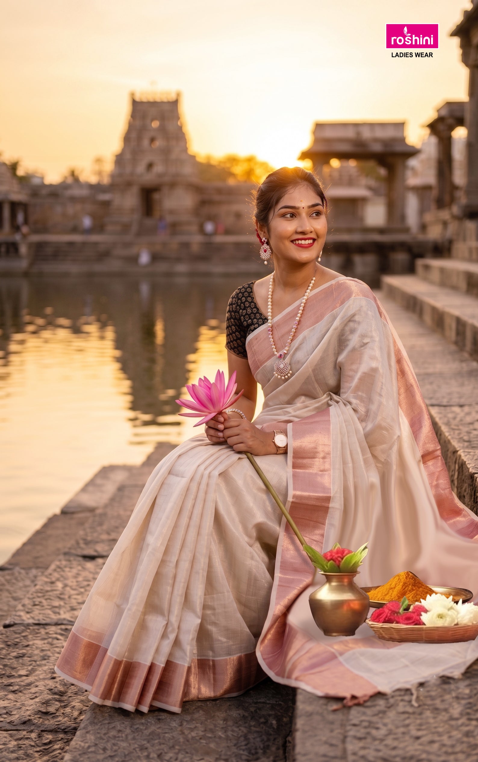 KS-1455 ROSE TISSUE SAREE 6.25 MTR