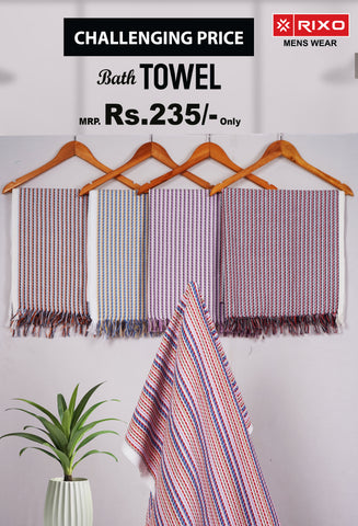 CHALLENGING PRICE RIXO BATH TOWEL COTTON 30 X 60 - CBT-12  RX ASSORTED COLOURS