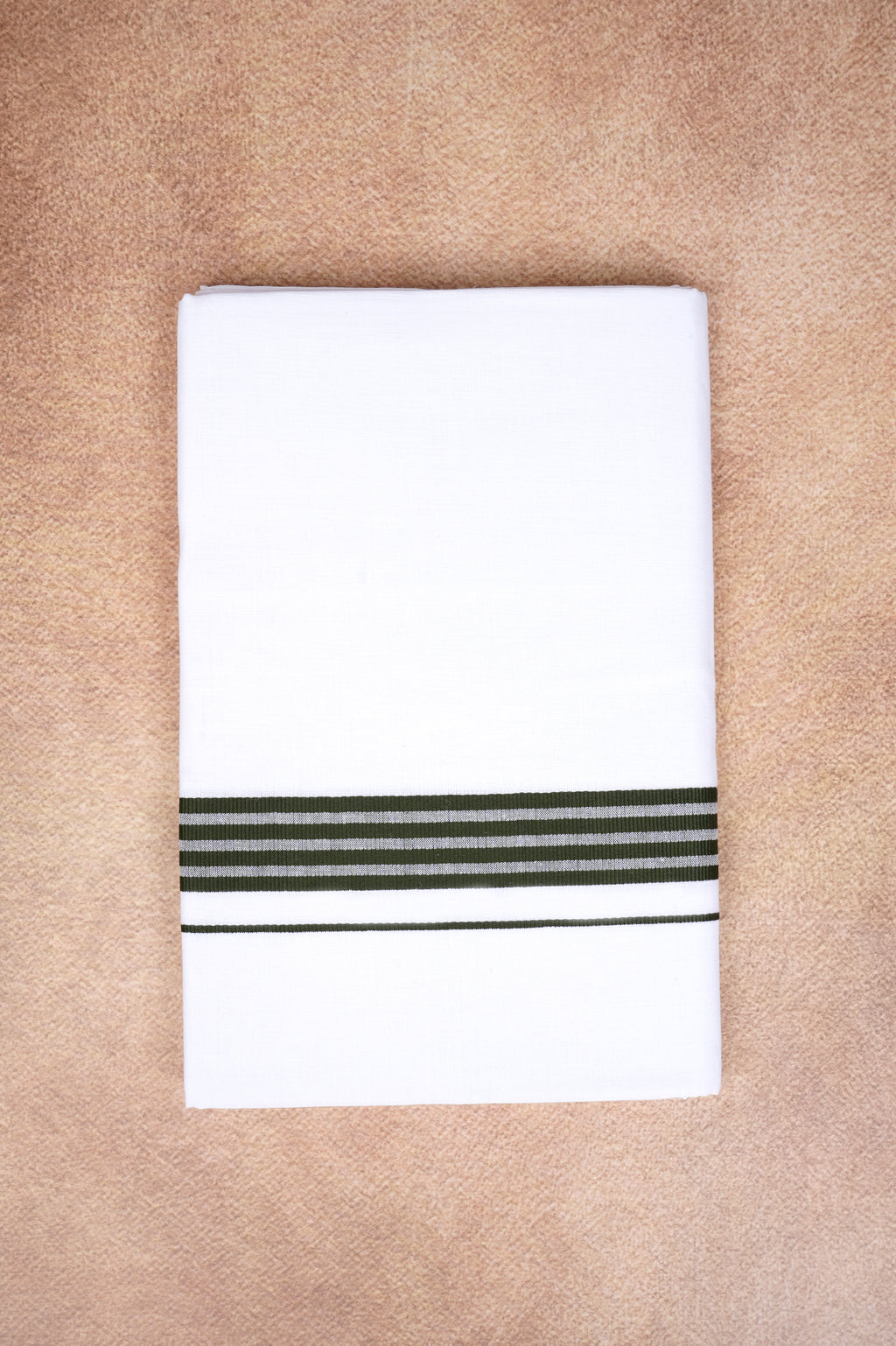 Single Layer White Dhoti with Fancy Border – Peacock Green – FS-08 RX