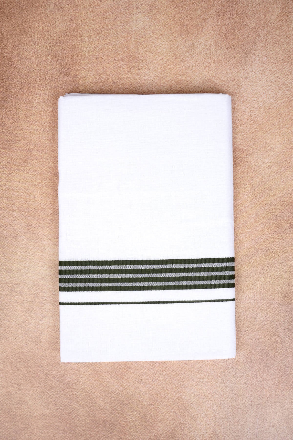 Single Layer White Dhoti with Fancy Border – Peacock Green – FS-08 RX