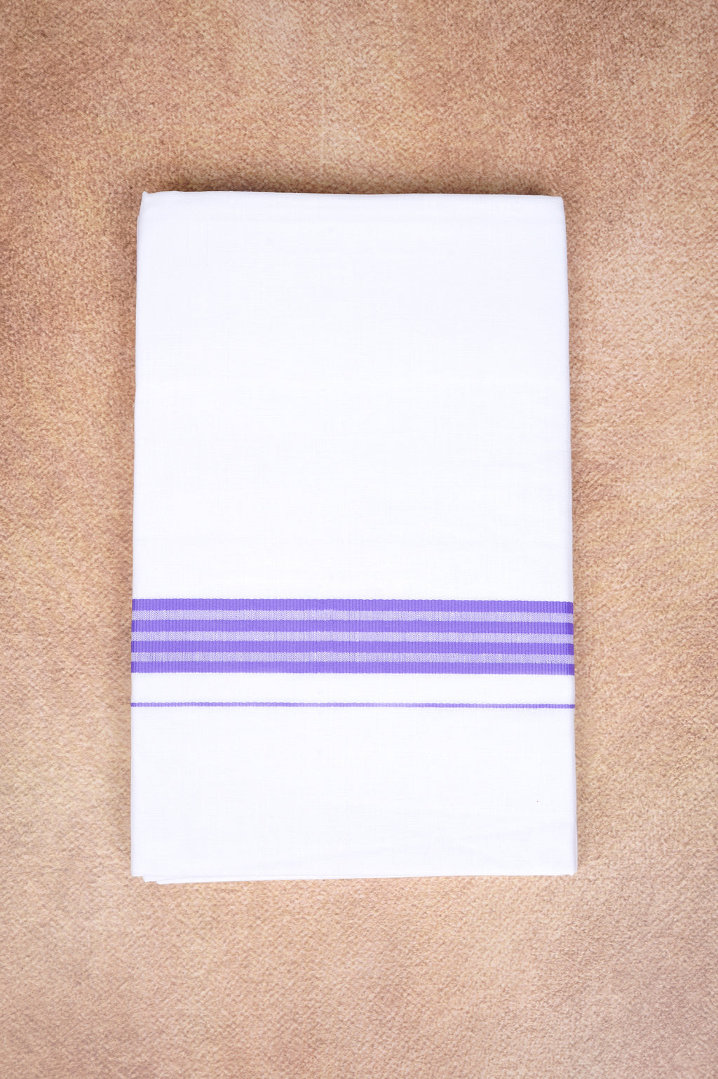 Single Layer White Dhoti with Fancy Border – Lavender – FS-08 RX
