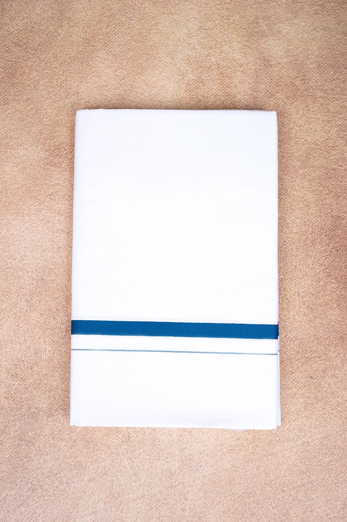 Single Layer White Dhoti – Peacock Blue – HS-07 RX