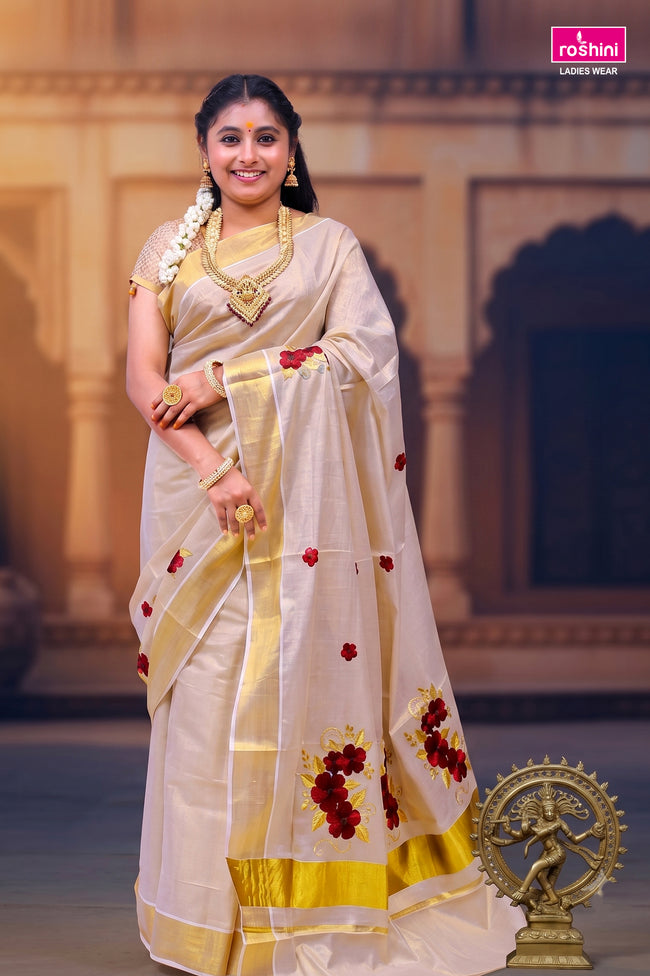 KS-1501 GOLD TISSUE SAREE 6.25 MTR Hover Image