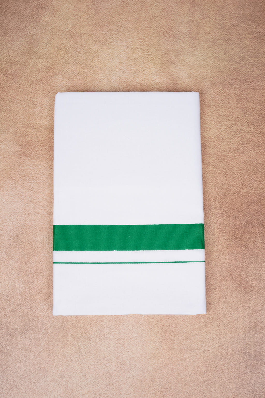 Single Layer White Dhoti with Fancy Border – Forest Green – FS-09 RX
