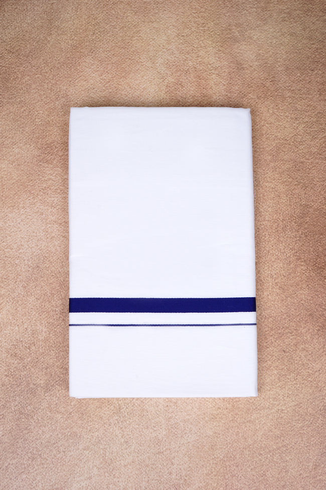 Single Layer White Dhoti – Dark Blue – HS-01 RX Hover Image