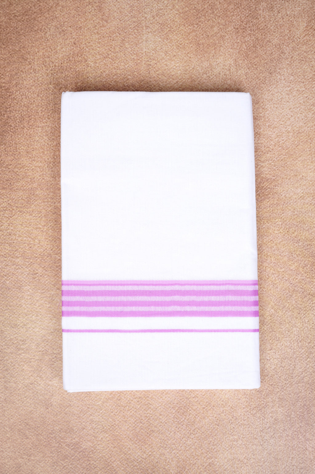 Single Layer White Dhoti with Fancy Border – Pink – FS-08 RX
