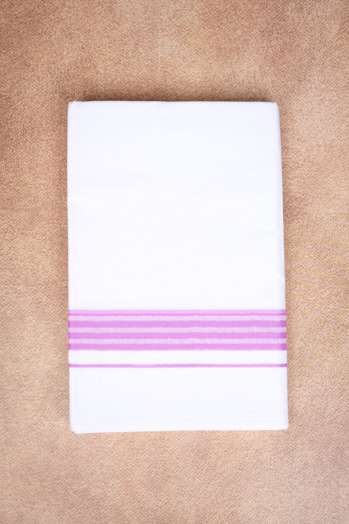 Single Layer White Dhoti with Fancy Border – Pink – FS-08 RX