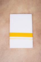 Single Layer White Dhoti with Fancy Border – Yellow – FS-09 RX