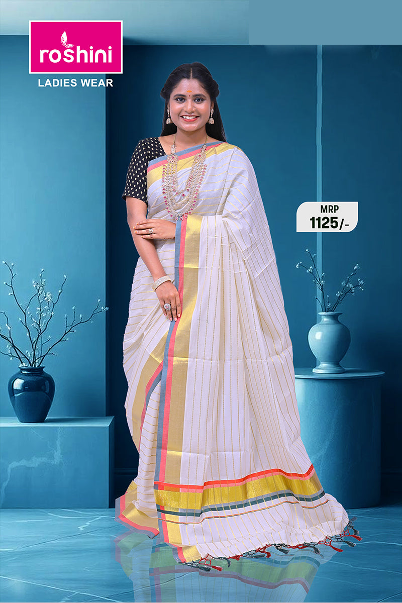 MK-2933.1 GOLD KASAVU SAREE 6.25 MTR