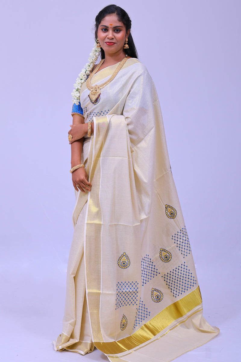 MK-358 GOLD TISSUE SAREE 6.25 MTR