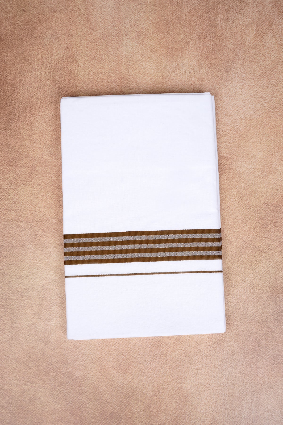 Single Layer White Dhoti with Fancy Border – Brown – FS-08 RX