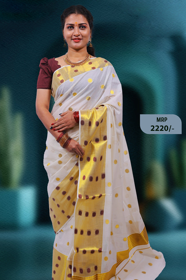 KS-841 GOLD KASAVU SAREE 6.25 MTR Hover Image