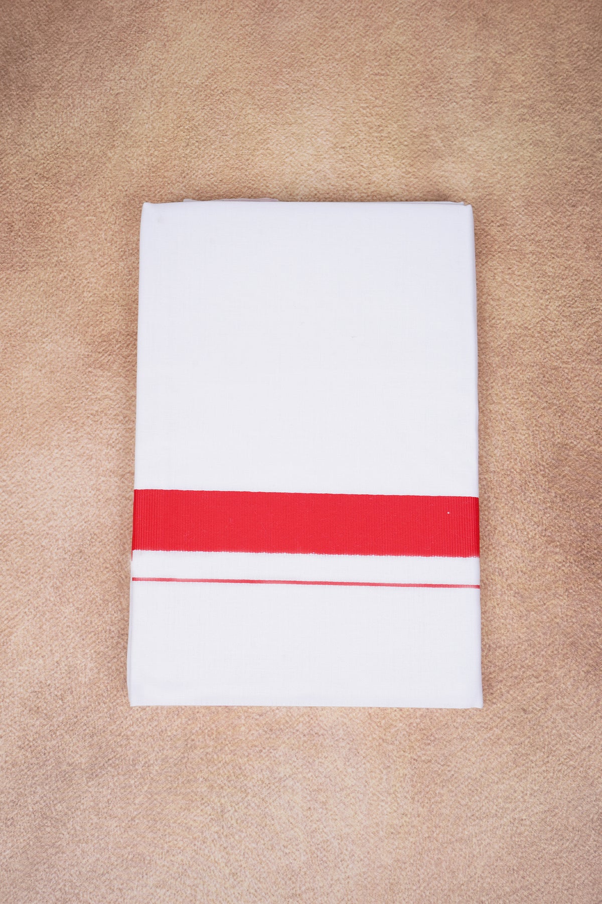 Single Layer White Dhoti with Fancy Border – Red – FS-09 RX