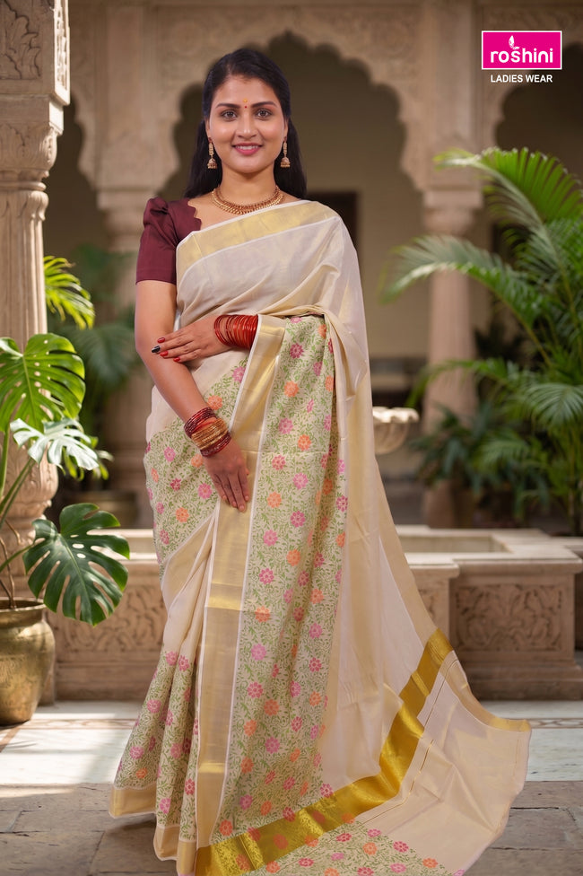 KS-1522 GOLD TISSUE PRINT SAREE 6.25 MTR (Copy) Hover Image