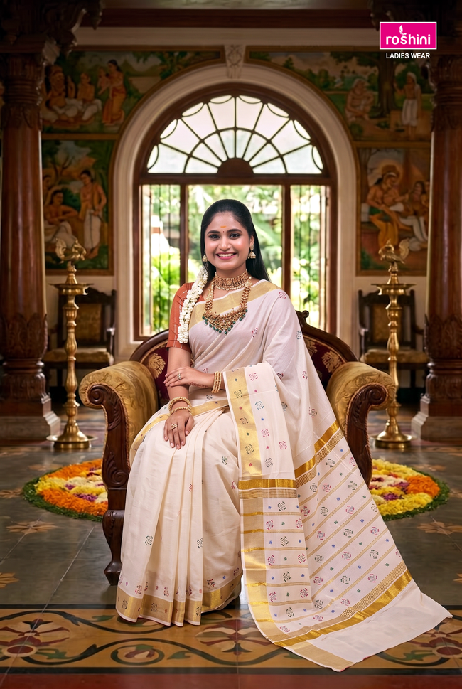 KS-1488 GOLD KASAVU SAREE 6.25 MTR Hover Image