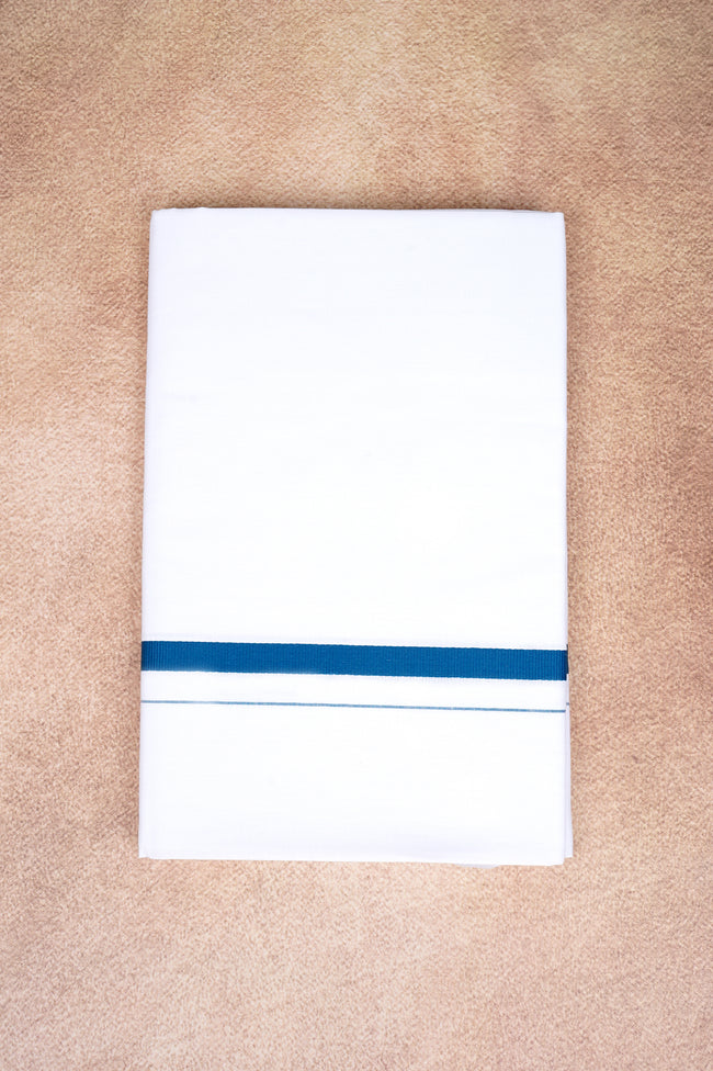 Single Layer White Dhoti – Peacock Blue – HS-01 RX Main Image