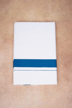 Single Layer White Dhoti with Fancy Border – Peacock Blue – FS-09 RX