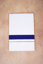 Single Layer White Dhoti with Fancy Border – Dark Blue – FS-09 RX