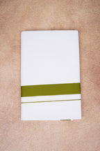Single Layer White Dhoti with Fancy Border – Olive Green – FS-09 RX