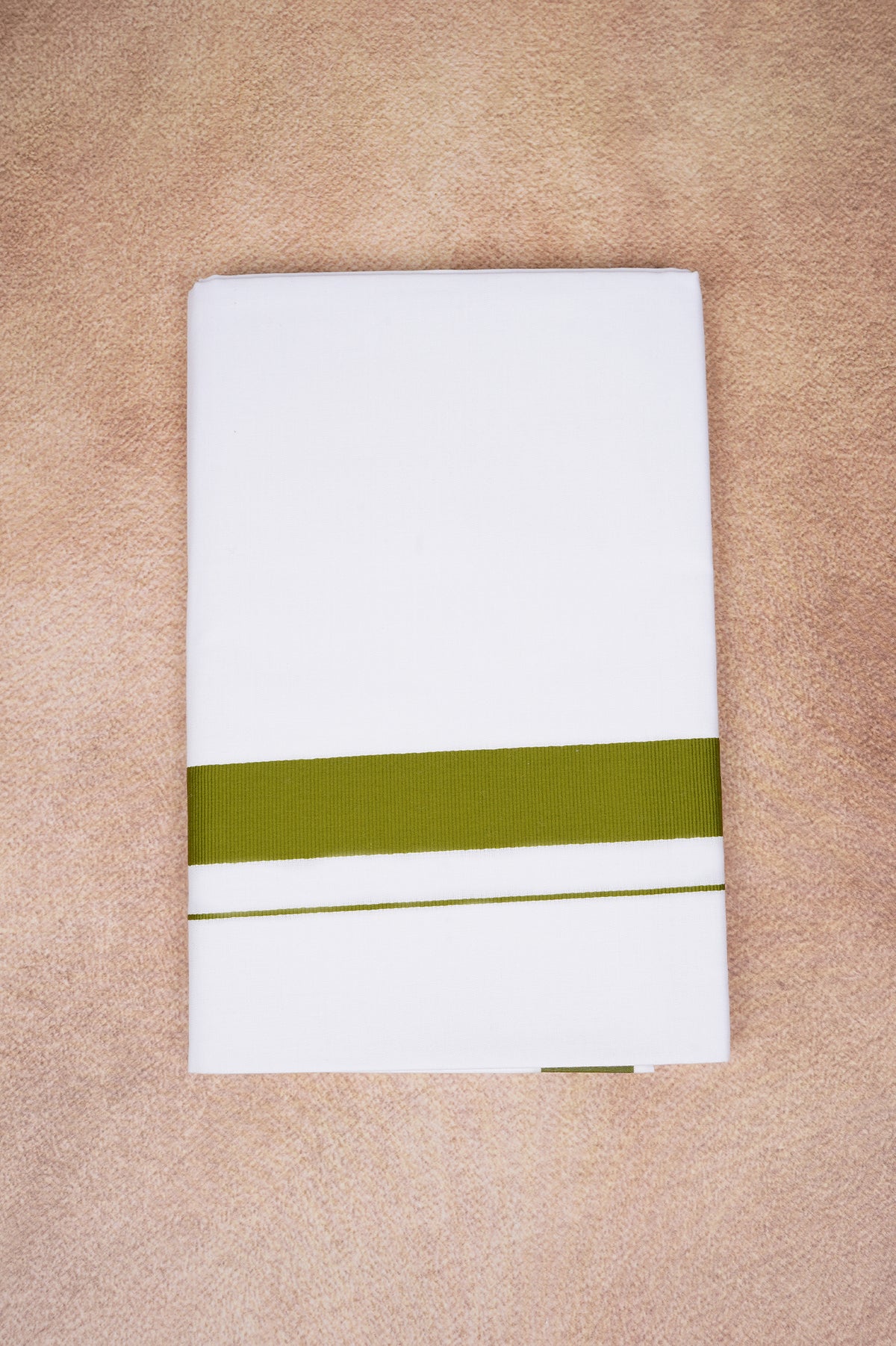 Single Layer White Dhoti with Fancy Border – Olive Green – FS-09 RX