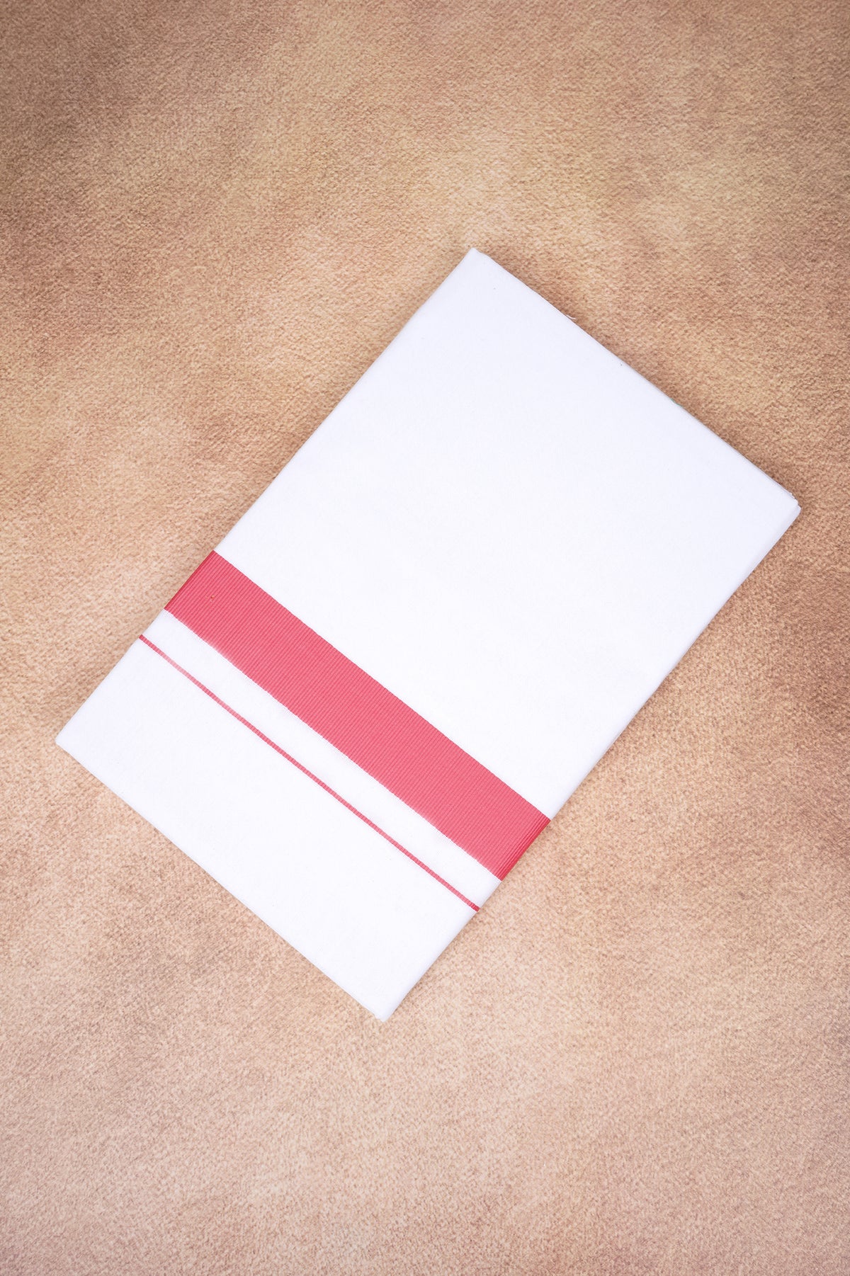 Single Layer White Dhoti with Fancy Border – Salmon – FS-09 RX