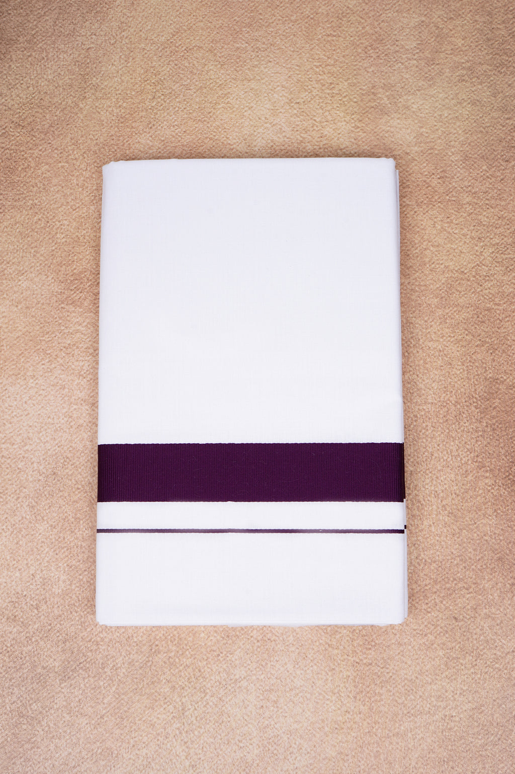 Single Layer White Dhoti with Fancy Border – Violet – FS-09 RX