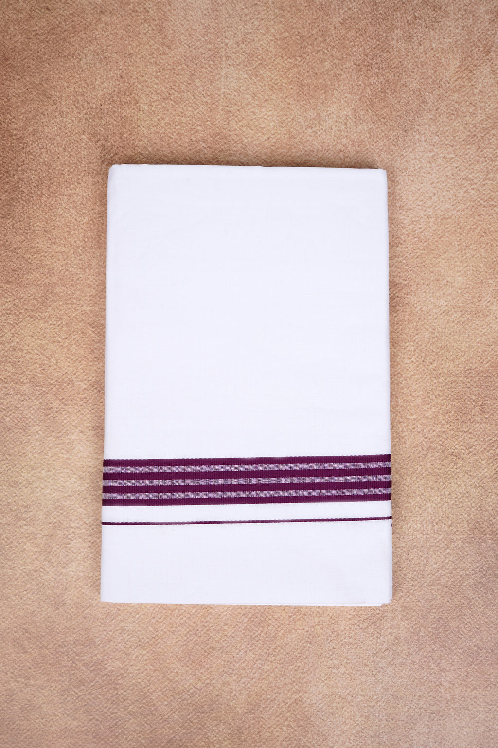 Single Layer White Dhoti with Fancy Border – Magenta – FS-08 RX