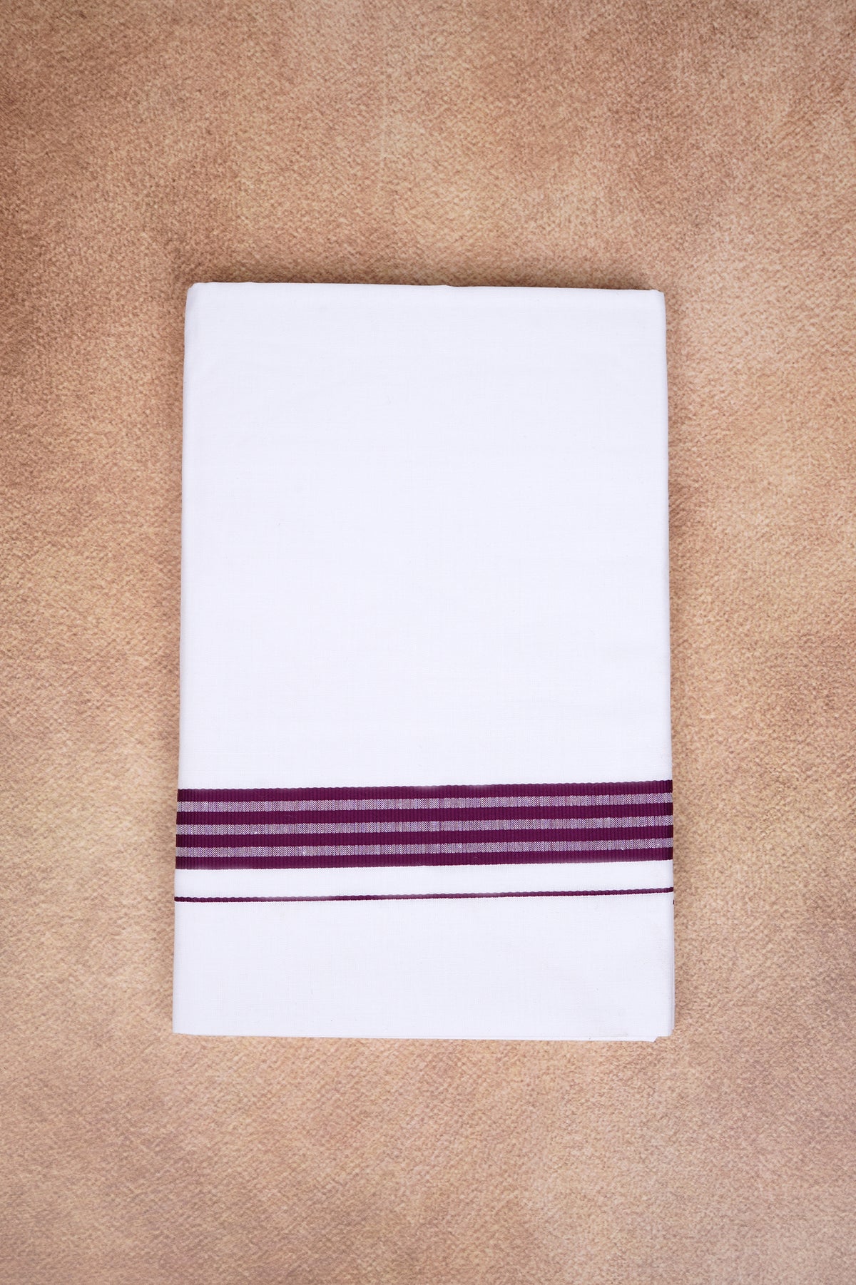 Single Layer White Dhoti with Fancy Border – Magenta – FS-08 RX