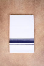Single Layer White Dhoti with Fancy Border – Dark Blue – FS-08 RX