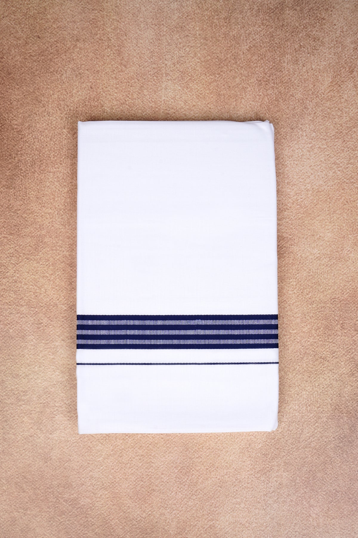 Single Layer White Dhoti with Fancy Border – Dark Blue – FS-08 RX