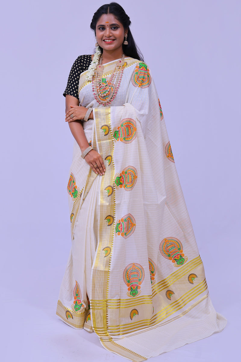 AR-C205 GOLD KASAVU SAREE 6.25 MTR
