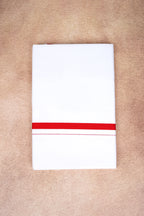 Single Layer White Dhoti – Red – HS-07 RX