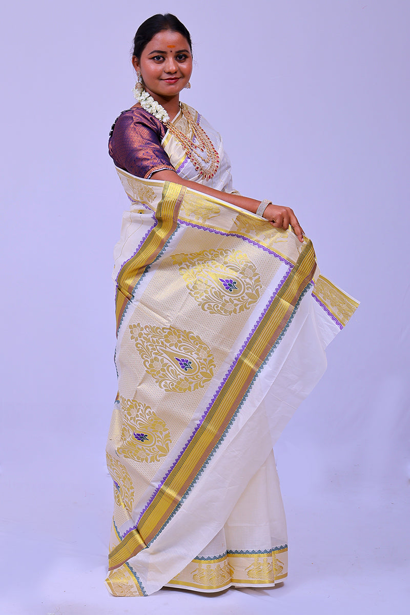 MK-1036 GOLD KASAVU SAREE 6.25 MTR